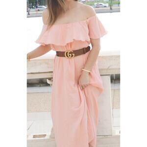 Eberjey Nomad Florence Off Shoulder Midi Dress in Candlelight Peach Size small